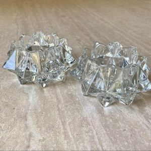 CLOSET CLOSING Set of 2 Starburst Glass Candle Holders
